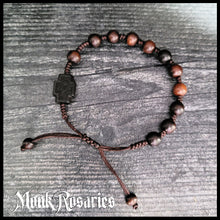 Load image into Gallery viewer, Handmade Wood Adjustable Rosary Bracelet for Men or Women
