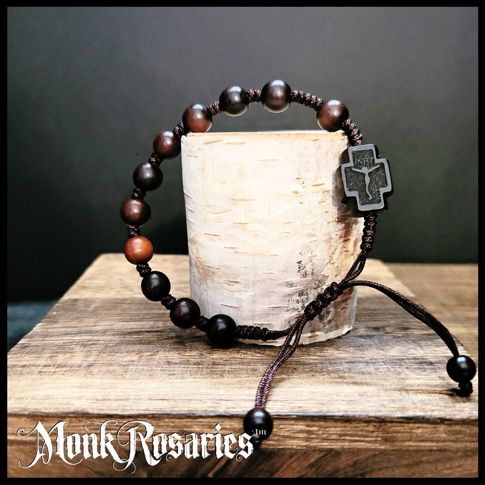 Handmade Wood Adjustable Rosary Bracelet for Men or Women