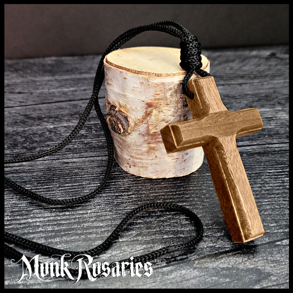 Christian monk wooden cross necklace, symbol of Faith and Spirituality  Stock Photo - Alamy