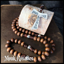 Load image into Gallery viewer, Olde World Peace and Goodness Tau Rosary - Handcrafted in Leather and Wood

