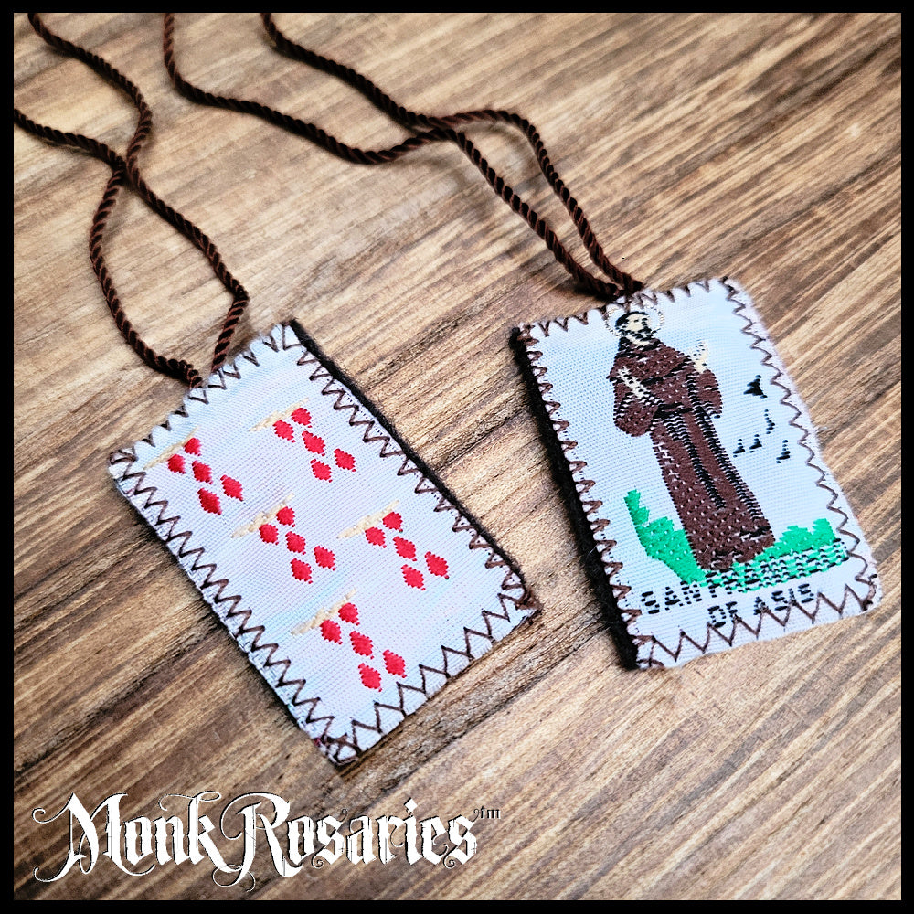 Saint Francis of Assisi Scapular -  Brown Wool Mexican Scapulars