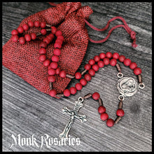 Load image into Gallery viewer, Red Wooden Rose Scented Rosary - St. Therese of Lisieux

